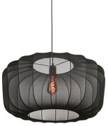 Japandi hanglamp zwart met stoffen kap 60cm - SableJapandi E27 Scandinavisch rond Binnenverlichting Lamp