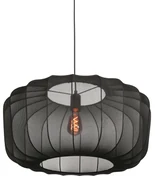 Japandi hanglamp zwart met stoffen kap 60cm - SableJapandi E27 Scandinavisch rond Binnenverlichting Lamp