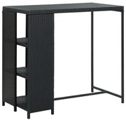 vidaXL Bartafel met opbergrek 120x60x110 cm poly rattan zwart