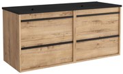 Muebles Resh badkamermeubel eiken 120cm met zwarte wastafel zonder kraangaten