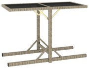 vidaXL Tuintafel 110x53x72 cm glas en poly rattan beige