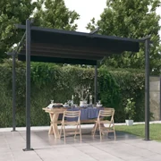 vidaXL Tuinprieel met uittrekbaar dak 3x3 m antracietkleurig