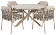Taste by 4 Seasons Piacenza tuinset met Prado tafel 130 cm keramiek Tuinstoel beige weerbestendig