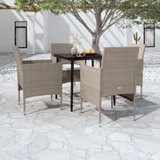 vidaXL 5-delige Tuinset met kussens beige en zwart