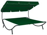 vidaXL Loungebed met luifel groen