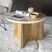Eleonora Sara Ronde Bijzettafel Met Travertin Blad - 60 X 60cm.