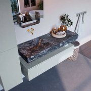 Mondiaz Alan DLux badmeubel 130cm clay 1 lade met wastafel lava links zonder kraangat