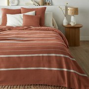 Gestreepte beddensprei in katoen met franjes, Nedo