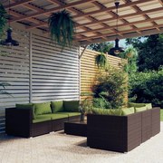 vidaXL 7-delige Loungeset met kussens poly rattan bruin