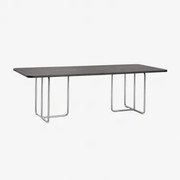 Rechthoekige Eettafel In Mdf En Roestvrij Staal Tento Zwart Essenfineer & 240 X 100 Cm - Sklum