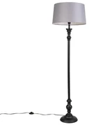 Stoffen Vloerlamp zwart met linnen kap grijs 45 cm - Classico Klassiek / Antiek, Landelijk / Rustiek E27 rond Binnenverlichting Lamp