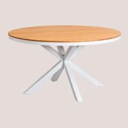 Ronde Tuintafel Van Aluminium En Eucalyptushout Archer Gardenia Wit & Ø140 Cm - Sklum