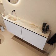 Mondiaz Ture DLux toiletmeubel 120cm cale met wastafel frappe links zonder kraangat