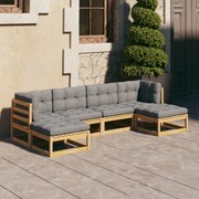 vidaXL 6-delige Loungeset met kussens massief grenenhout