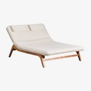 Dubbel Ligbed Van Acaciahout Met Kussen Vejer Gardenia Wit - Sklum