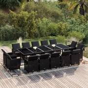 vidaXL 15-delige Tuinset met kussens poly rattan zwart