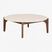 Ronde Salontafel In Cement En Acaciahout Xajul Ø100 Cm - Sklum