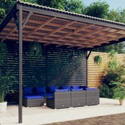 vidaXL 10-delige Loungeset met kussens poly rattan grijs