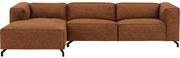 Goossens Bank Calvin cognac, micro leer, 3,5-zits, modern design