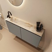 Mondiaz Ture DLux toiletmeubel 100cm smoke met wastafel frappe links met kraangat