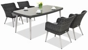 Exclusieve dining tuinset van kunststof rotan Córdoba antraciet voor 4 personen Garden Point