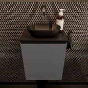 Mondiaz Fowy toiletmeubel 40cm dark grey met zwarte waskom midden zonder kraangat