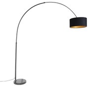 Booglamp zwart velours kap zwart met goud 50 cm - XXL Modern E27 cilinder / rond rond Binnenverlichting Lamp