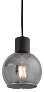 Art Deco hanglamp zwart met smoke glas - Vidro