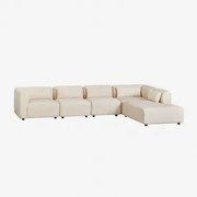 Fogler 5-delige Modulaire Bank Met Chaise Longue Rechts Corduroy Beige – Linnen - Sklum