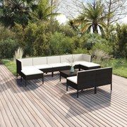 vidaXL 10-delige Loungeset met kussens poly rattan zwart