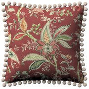 Dekoria Kussenhoes Wera met pompons, rood 45 x 45 cm