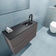 Mondiaz Ada 80cm toiletmeubel dark grey met wastafel urban rechts 1 kraangat