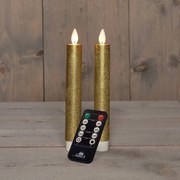 Anna's Collection - Led dinerkaars - goud - H 18cm - set van 2 stuks - met afstandsbediening