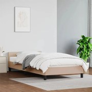 vidaXL Bedframe met hoofdbord kunstleer cappucinnokleurig 90x190 cm