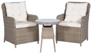 vidaXL 3-delige Bistroset met kussens poly rattan bruin