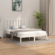 vidaXL Bedframe massief hout wit 150x200 cm 5FT King Size