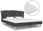 vidaXL Bed met matras stof donkergrijs 160x200 cm