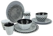 Bo-Camp 16-delige Serviesset Mix & Match melamine zwart en wit