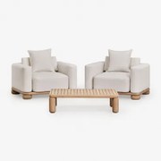 Tuinset Met 2 Fauteuils En Salontafel 115x70 Cm Van Acaciahout Ioanis Lichte Acaciekleur - Sklum