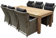 Ibiza Krista dining tuinset 240x100xH77 cm 7 delig verstelbaar grijs