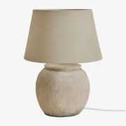 Kenaris Keramiek En Linnen Tafellamp Grijs – Koel & ↑45 Cm - Sklum