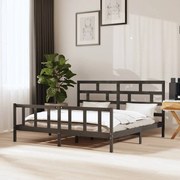 vidaXL Bedframe massief grenenhout grijs 200x200 cm