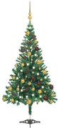 vidaXL Kunstkerstboom met LED's en kerstballen 230 takken 120 cm