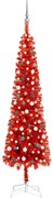 vidaXL Kerstboom met LED's en kerstballen smal 240 cm rood