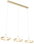 Eettafel / Eetkamer Hanglamp messing langwerpig incl. LED 3-staps dimbaar 3-lichts - Lyani Design rond Binnenverlichting Lamp