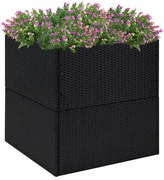 vidaXL Plantenbak 80x80x80 cm poly rattan zwart