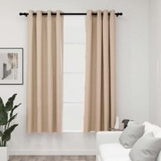 vidaXL Gordijnen linnen-look verduisterend ogen 2 st 140x175 cm beige