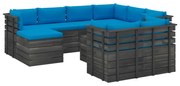 vidaXL 10-delige Loungeset met kussens pallet massief grenenhout