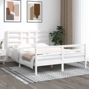 vidaXL Bedframe massief hout wit 150x200 cm 5FT King Size