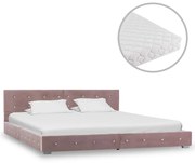 vidaXL Bed met matras fluweel roze 160x200 cm